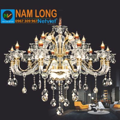 Đèn chùm pha lê nến NC9005/10+5 cao cấp 15 bóng