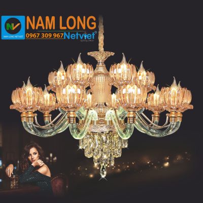 Đèn chùm pha lê nến NC9301/10+5 cao cấp 15 bóng