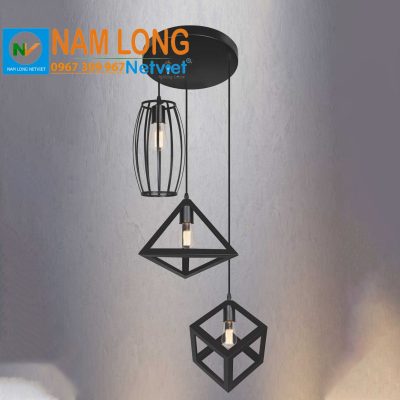 Đèn thả cafe NB018/3 bộ 3 khung sắt nghệ thuật