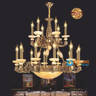 Đèn chùm đồng NC030/12+6 21 bóng cao cấp