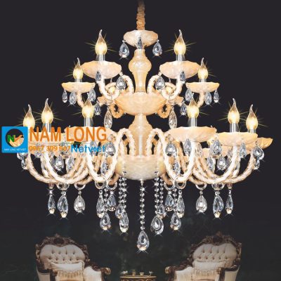 Đèn chùm pha lê nến NC141/12+6 cao cấp 18 bóng
