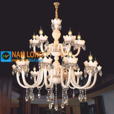 Đèn chùm pha lê nến NC142/12+6 cao cấp 18 bóng