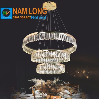 Đèn thả pha lê NB3016C 3 vòng LED 200W