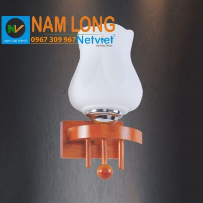 đèn vách tường thủy tinh NV2118 thân gỗ