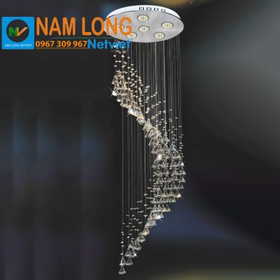 Đèn thả thông tầng NC5001 pha lê K9 cầu thang giếng trời