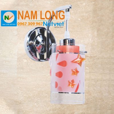 Đèn vách tường NV578/1 chao thủy tinh họa tiết hoa lá