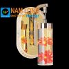 Đèn vách tường LED NV598 12W ánh sáng vàng ấm thân kim loại mạ xi inox chao Meka họa tiết hoa đỏ NamLong NetViet