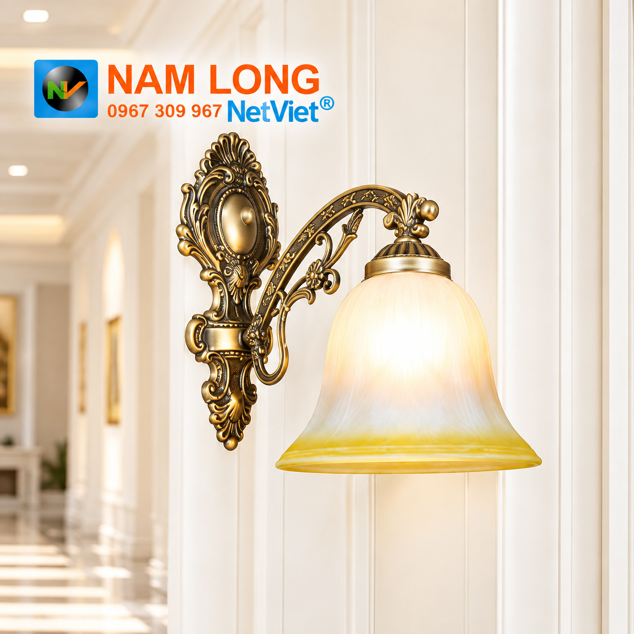 NV075/1 Đèn vách tường cổ điển NV075/1 chụp thủy tinh