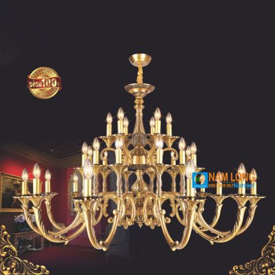 Đèn chùm đồng cao cấp NC740/12+12+6 30 bóng E14