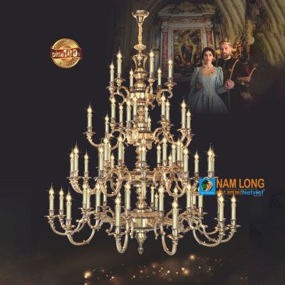 Đèn chùm đồng cao cấp NC820/66(24+24+12+6) 66 bóng E14