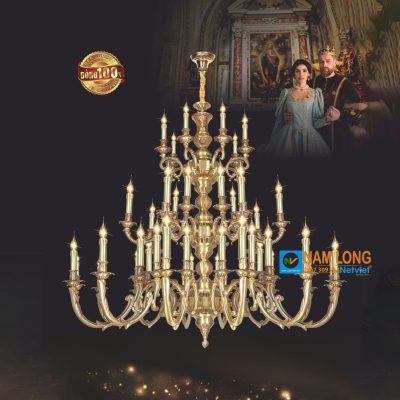 Đèn chùm đồng cao cấp NC820/28+14+7 49 bóng E14