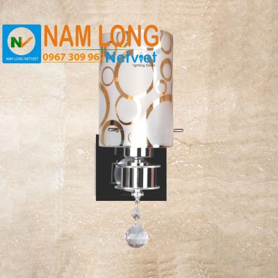 Đèn vách tường NV8201/1A thân hợp kim mạ inox chụp thủy tinh