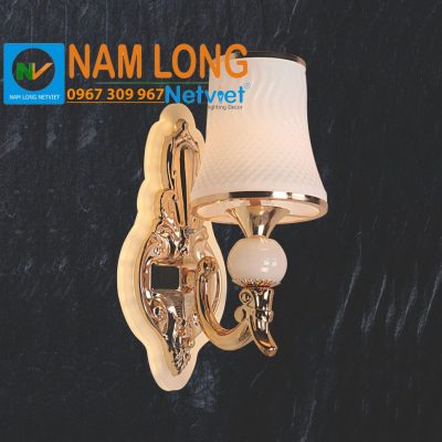 Đèn vách tường NV8606/1 chao vải trắng kem thân vàng