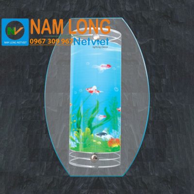 Đèn vách tường NV86662 thân thủy tinh họa tiết cá cảnh màu xanh