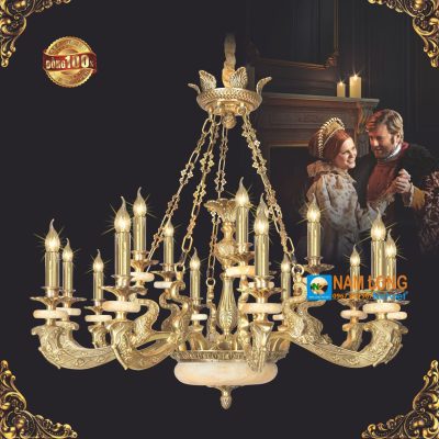 Đèn chùm đồng NC8885/10+5 15 bóng E14 cao cấp