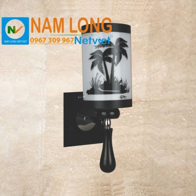 Đèn vách tường NV8933/1B chao thủy tinh họa tiết cây lá
