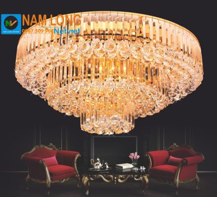 đèn mâm ốp trần NC1035B pha lê K9
