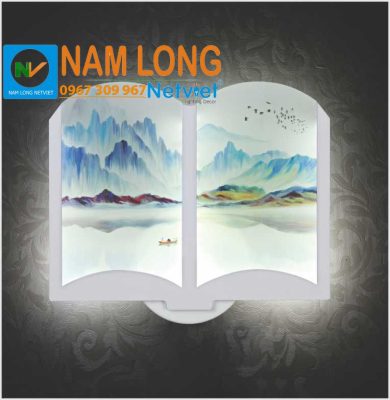 Đèn vách tường LED NV533 24W hình quyển sách mở họa tiết núi non sông hồ trang trí cầu thang NamLong NetViet