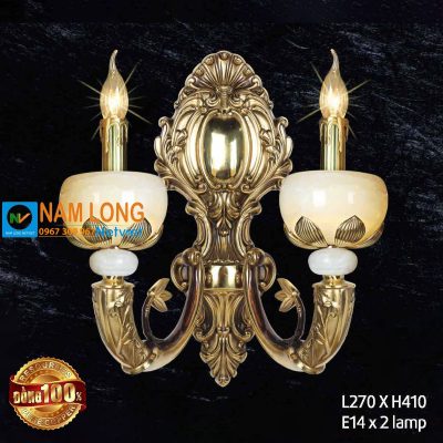 Đèn vách tường đồng NV6029/2 cổ điển 2 bóng E14
