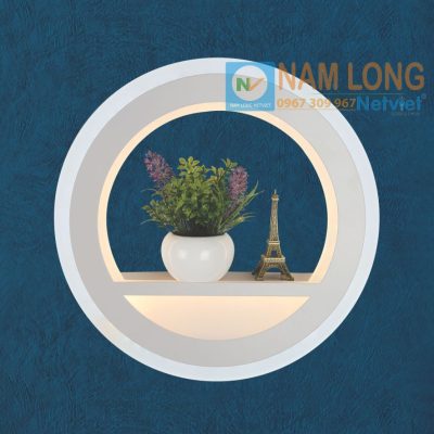 Đèn vách tường LED NV114 24W hình tròn màu trắng trang trí bình hoa và tháp Eiffel