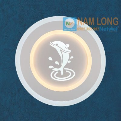 Đèn vách tường LED NV120 24W hình tròn màu trắng họa tiết cô gái nghệ thuật trang trí cầu thang