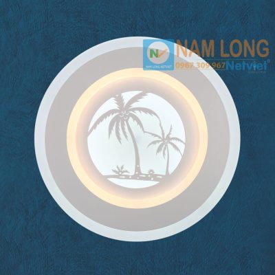 Đèn vách tường LED NV121 24W hình tròn màu trắng họa tiết cây dừa trang trí cầu thang