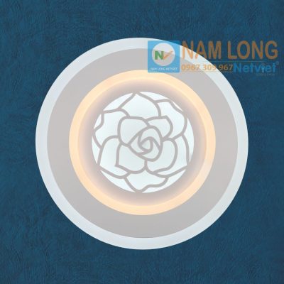 Đèn vách tường LED NV119 24W hình tròn màu trắng họa tiết hoa hồng trang trí cầu thang phòng ngủ