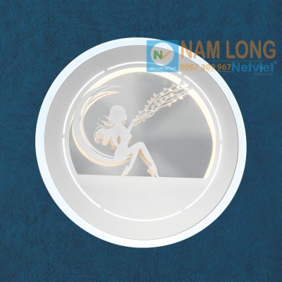 Đèn vách tường LED NV116 24W hình tròn màu trắng họa tiết cô gái nghệ thuật trang trí cầu thang