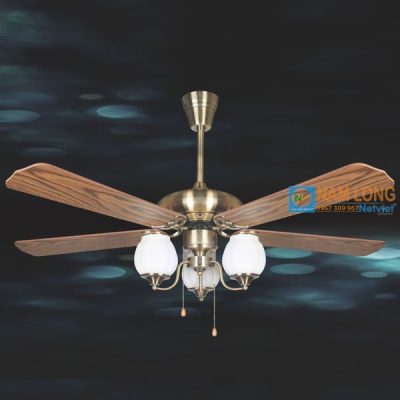 đèn quạt trần NQ50930 5 cánh gỗ 3 bóng E27