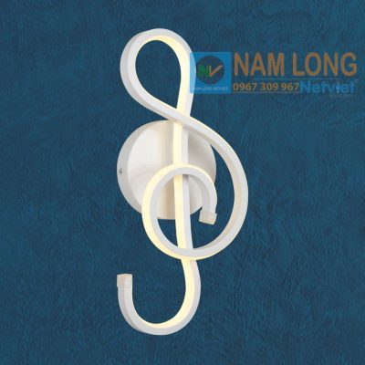 Đèn vách tường LED NV099 24W hình nốt nhạc màu trắng ánh sáng vàng trang trí phòng ngủ NamLong NetViet