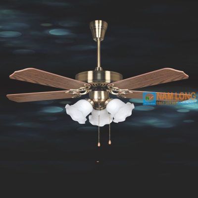 Đèn quạt trần NQ5108 5 cánh gỗ cao cấp
