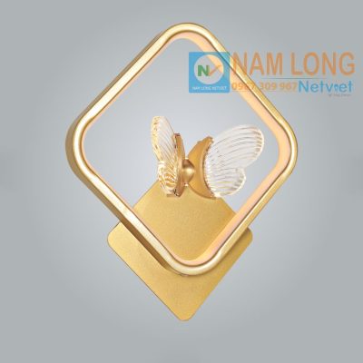 Đèn vách tường LED NV03 24W hình bướm khung hình thoi màu vàng trang trí phòng ngủ NamLong NetViet