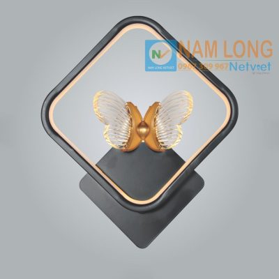 Đèn vách tường LED NV04 24W khung vuông hình bướm ánh sáng vàng trang trí phòng ngủ NamLong NetViet