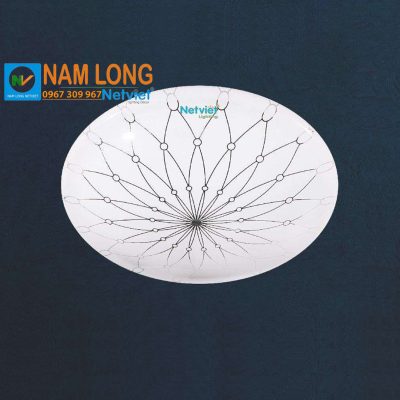 Đèn ốp trần ban công NM616 LED 12W ánh sáng trắng, thiết kế tròn họa tiết bông hoa cách điệu, đường kính Ø300 mm, NamLong NetViet