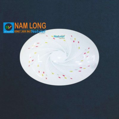 Đèn ốp trần ban công NM607 LED 12W ánh sáng trắng, thiết kế tròn hiện đại, mặt đèn trắng họa tiết nhiều màu, đường kính Ø300 mm