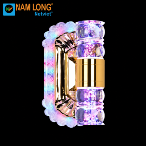 Đèn vách tường LED NV909 24W thân kim loại mạ xi inox, chao Meka trang trí nội thất NamLong NetViet