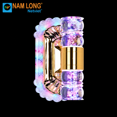 Đèn vách tường LED NV909 24W thân kim loại mạ xi inox, chao Meka trang trí nội thất NamLong NetViet