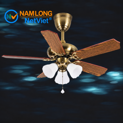 đèn quạt trần NQ50906B 5 cánh gỗ