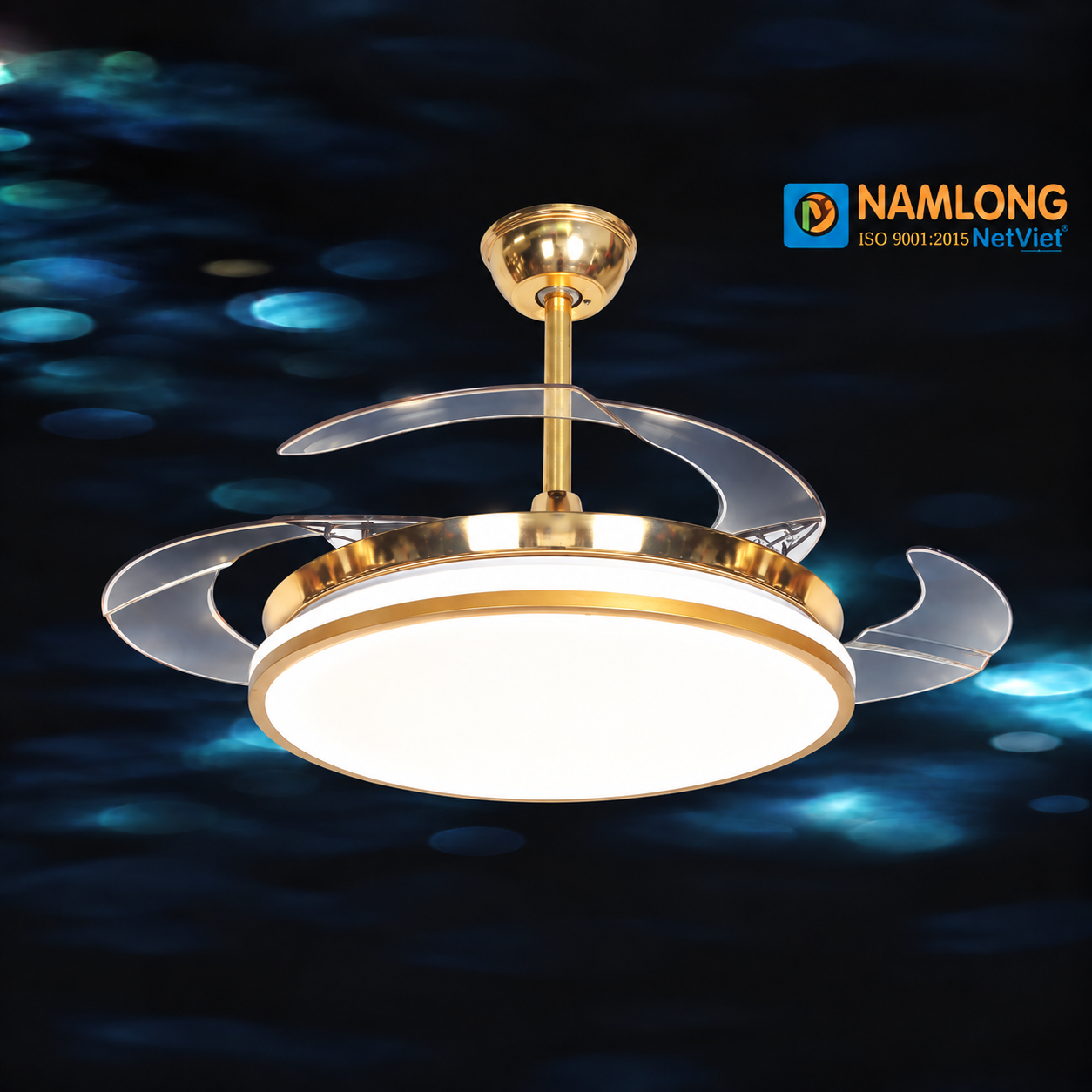 NQ9314 Đèn quạt trần NQ9314 cánh cụp xòe LED 72W