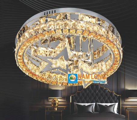 Đèn mâm ốp trần pha lê NC280 LED 80W 3 màu