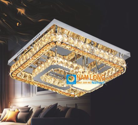 đèn mâm ốp trần NC281 pha lê LED 80W