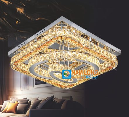đèn mâm ốp trần NC282 pha lê LED 80W