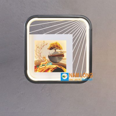 Đèn vách tường tranh NV16 LED 20W hình vuông bo góc, tranh phong cảnh thiên nhiên.