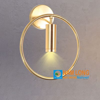 Đèn vách tường hiện đại NV9655 LED 3W ánh sáng vàng thiết kế khung tròn màu vàng kim sang trọng NamLong NetViet