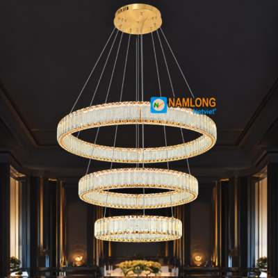 Đèn thả pha lê NB2176B 3 vòng LED 200W