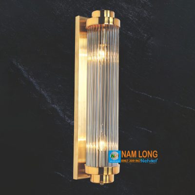 Đèn vách tường hiện đại NV6801A thân hợp kim vàng chao thủy tinh sọc dọc