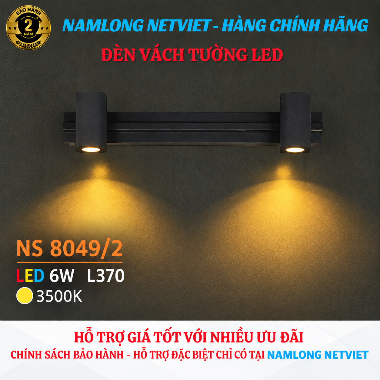 NS8049/2 Đèn vách tường LED NS8049/2 6W NamLong NetViet