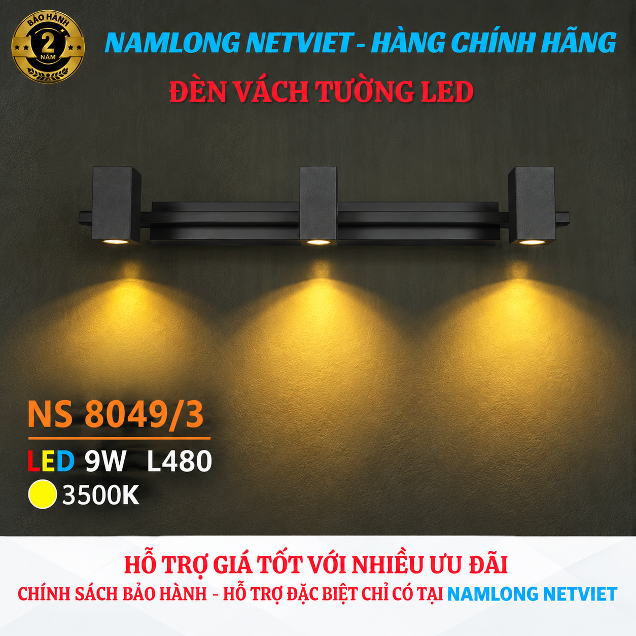 NS8049/3 Đèn vách tường LED NS8049/3 9W NamLong NetViet