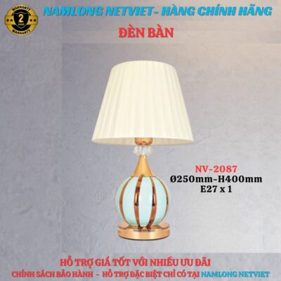 đèn ngủ để bàn NG2087 kim loại thủy tinh