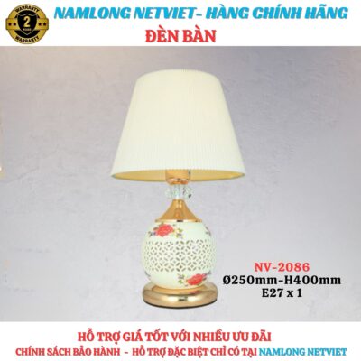 đèn ngủ để bàn NG2086 kim loại thủy tinh